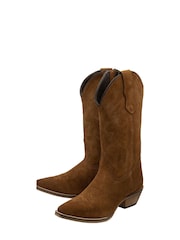 Ravel Brown Leather Calf High Cowboy Western Boots - Image 2 of 4
