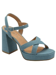Ravel Blue Croc Cross Strap Open Toe Platform Sandals - Image 1 of 4