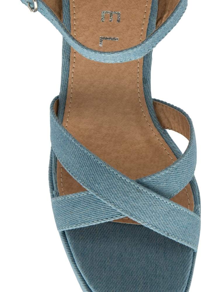 Ravel Blue Croc Cross Strap Open Toe Platform Sandals - Image 4 of 4