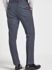 Blue Slim Fit Slim Fit Trimmed Herringbone Suit: Trousers - Image 2 of 6