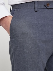 Blue Slim Fit Slim Fit Trimmed Herringbone Suit: Trousers - Image 3 of 6