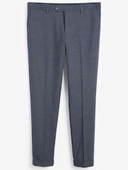 Blue Slim Fit Slim Fit Trimmed Herringbone Suit: Trousers - Image 5 of 6