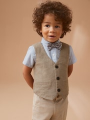 Tan Waistcoat, Shirt and Bow Tie Set (3mths-9yrs) - Image 1 of 7