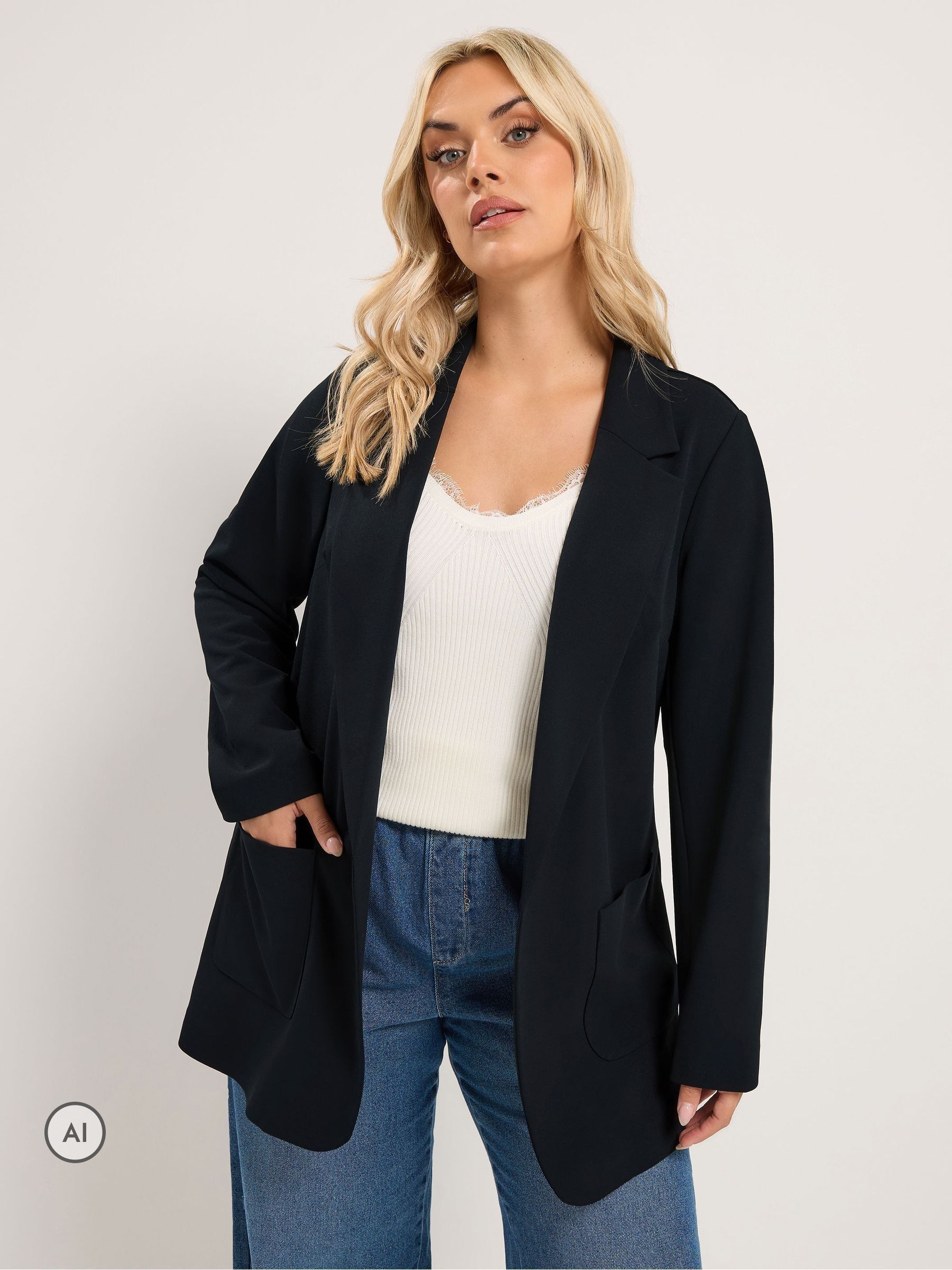 Yours Women's Black Open Edge Blazer In | : Size 28 - Image 7