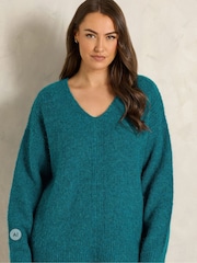 Evans Blue V-Neck Knitted Jumper - Image 1 of 6