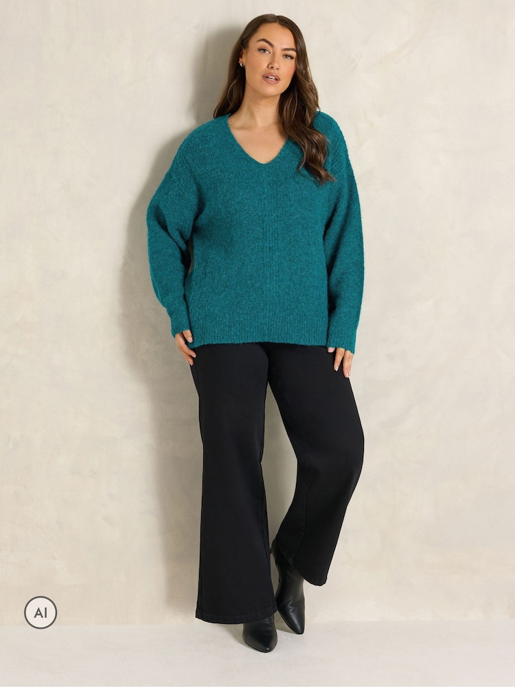 Evans Blue V-Neck Knitted Jumper - Image 2 of 6 Evans Blue V-Neck Knitted Jumper - Image 2 of 6