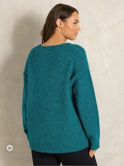 Evans Blue V-Neck Knitted Jumper - Image 3 of 6