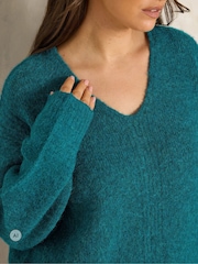 Evans Blue V-Neck Knitted Jumper - Image 4 of 6