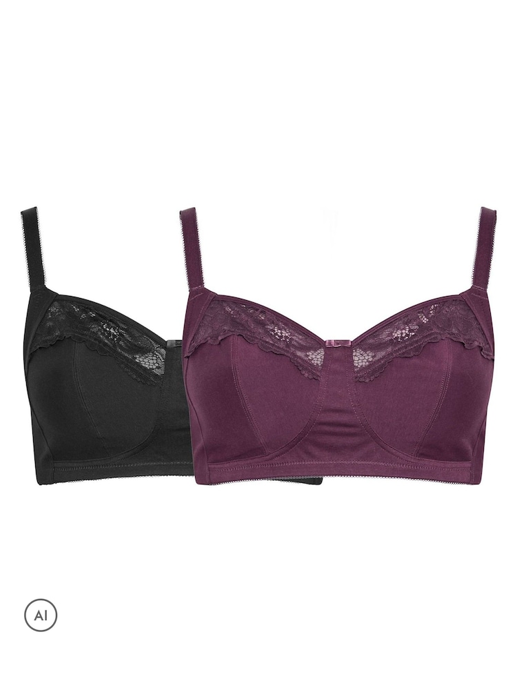 Yours Curve Non-Padded Non-Wired Full Cup Bras 2 Pack - Изображение 1 9