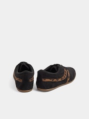 Long Tall Sally Black Leopard Retro Faux Suede Trainers In Standard Fit - Image 4 of 5