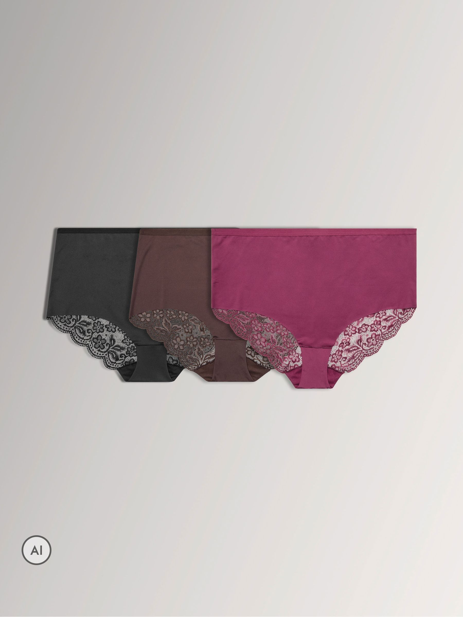 Yours Red Pack Of 3 Curve Lace Full Briefs - Image 3