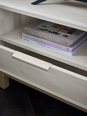 White Bronx Up to 46 inch Corner Oak Effect Slim TV Unit - Image 3 of 8