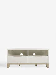 White Bronx Up to 46 inch Corner Oak Effect Slim TV Unit - Image 4 of 8