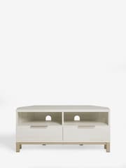 White Bronx Up to 46 inch Corner Oak Effect Slim TV Unit - Image 7 of 8