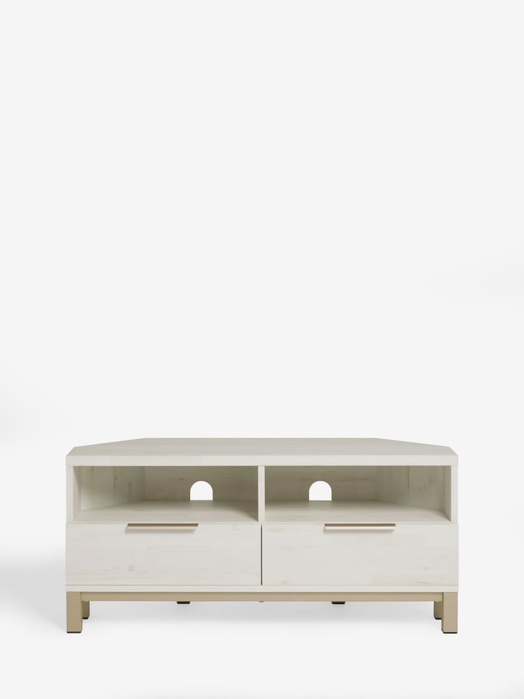 White Bronx Up to 46 inch Corner Oak Effect Slim TV Unit - Image 7 of 7
