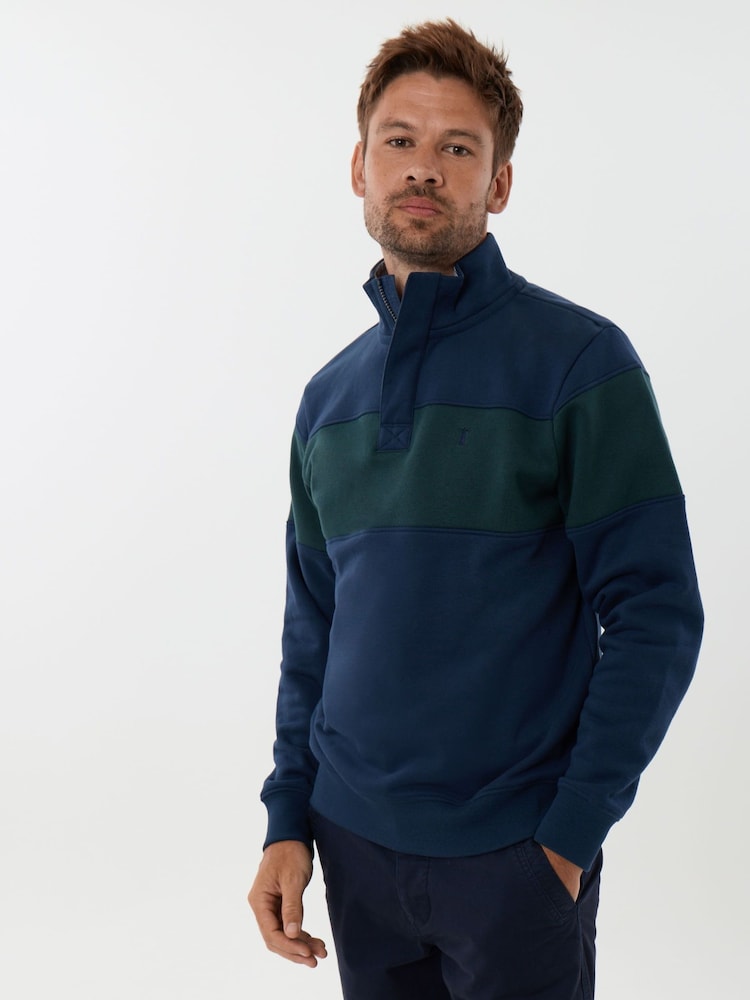 Saltwell Blue Denim Trim Funnel Neck Quarter Zip Fleece - Image 2 of 7 Saltwell Blue Denim Trim Funnel Neck Quarter Zip Fleece - Image 2 of 7