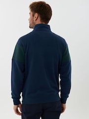 Saltwell Blue Denim Trim Funnel Neck Quarter Zip Fleece - Image 3 of 7