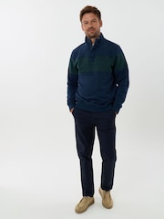 Saltwell Blue Denim Trim Funnel Neck Quarter Zip Fleece - Image 4 of 7