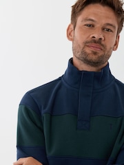 Saltwell Blue Denim Trim Funnel Neck Quarter Zip Fleece - Image 5 of 7