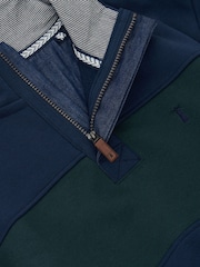 Saltwell Blue Denim Trim Funnel Neck Quarter Zip Fleece - Image 7 of 7