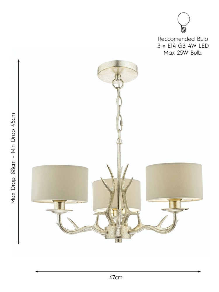 Laura Ashley Gold Mulroy Antler Chandelier 3 Light Ceiling Light - Image 5 of 5