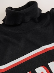 Black Apres Ski Slogan Long Sleeve Roll Neck Jumper - Image 3 of 3