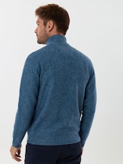 Saltwell Blue Honeycomb Stitch Quarter Zip Jumper - Image 2 of 5