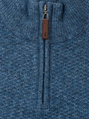 Saltwell Blue Honeycomb Stitch Quarter Zip Jumper - Image 5 of 5