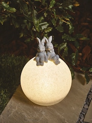 Grey Playful Rabbits Solar Ball Outdoor Light - Image 1 of 7