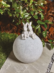 Grey Playful Rabbits Solar Ball Outdoor Light - Image 2 of 7
