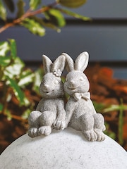 Grey Playful Rabbits Solar Ball Outdoor Light - Image 4 of 7