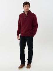 Saltwell Red Cotton Rich Quarter Zip Fleece - Image 3 of 5