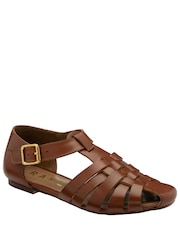 Ravel Brown Flat Leather Fisherman Sandals - Image 1 of 4