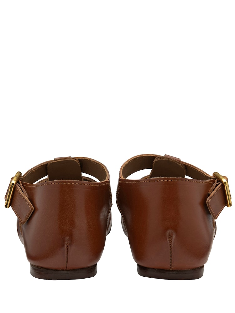 Ravel Brown Flat Leather Fisherman Sandals