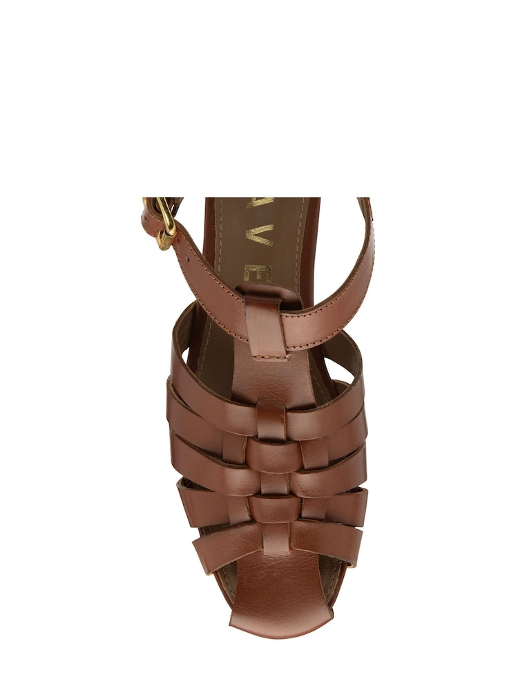 Ravel Brown Flat Leather Fisherman Sandals - Image 4 of 4