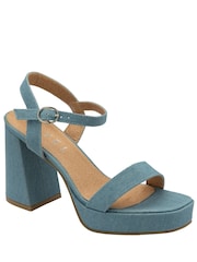 Ravel Blue Croc Strappy Open Toe Platform Sandals - Image 1 of 4