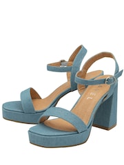 Ravel Blue Croc Strappy Open Toe Platform Sandals - Image 2 of 4
