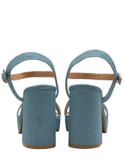 Ravel Blue Croc Strappy Open Toe Platform Sandals - Image 3 of 4