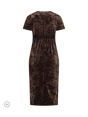 Yours Curve Brown London Crushed Velvet Knot Dress - Image 6 of 6