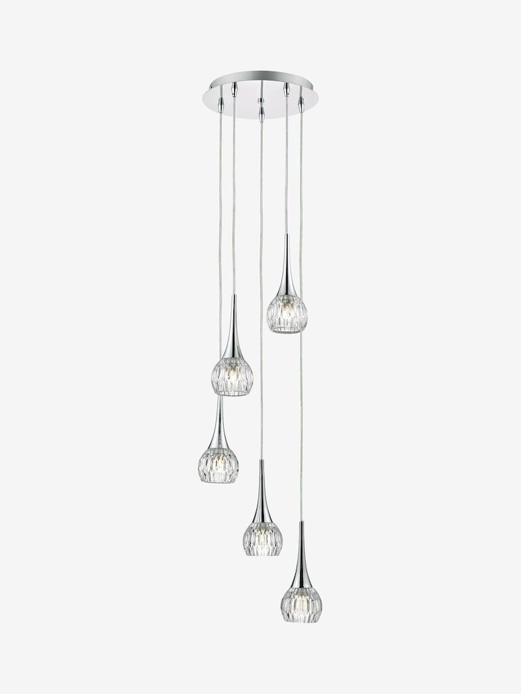 Dar Lighting Silver Lyall 5 Light Ceiling Light Pendant - Image 2 of 4