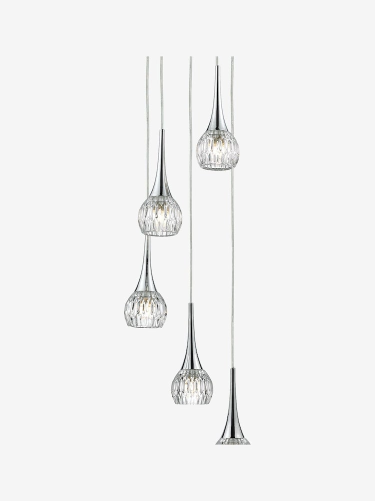 Dar Lighting Silver Lyall 5 Light Ceiling Light Pendant - Image 4 of 4