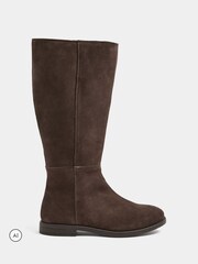 Long Tall Sally Brown Suede Knee High Riding Boots In Standard Fit - Image 3 of 5