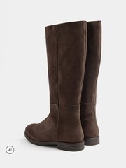 Long Tall Sally Brown Suede Knee High Riding Boots In Standard Fit - Image 4 of 5