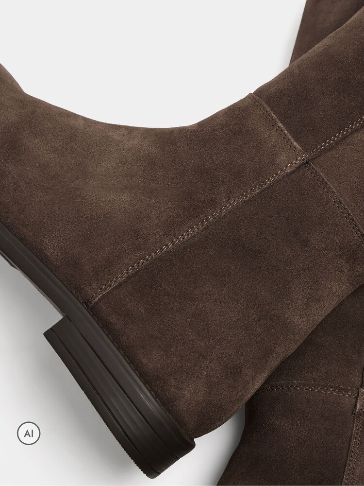 Long Tall Sally Brown Suede Knee High Riding Boots In Standard Fit - Image 5 of 5