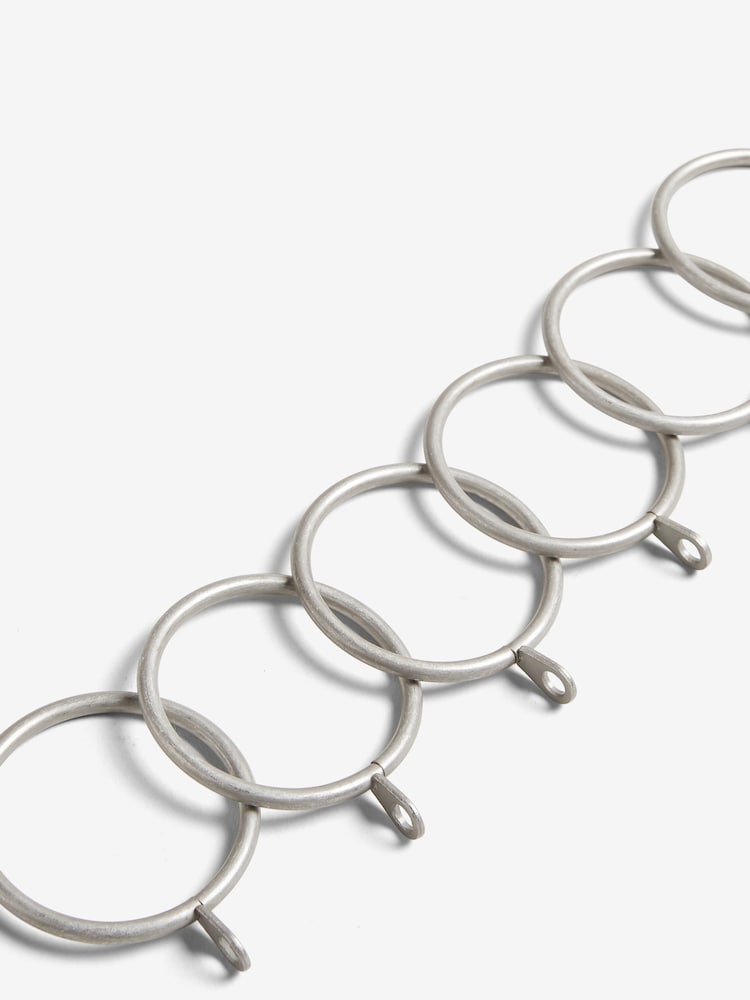 Brushed Silver 28mm Diameter Metal Curtain Pole Rings 6 Pack - Image 2 of 3
