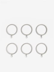 Brushed Silver 28mm Diameter Metal Curtain Pole Rings 6 Pack - Image 3 of 3