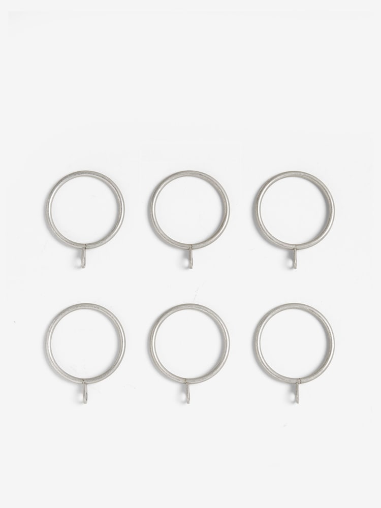 Brushed Silver 28mm Diameter Metal Curtain Pole Rings 6 Pack - Image 3 of 3