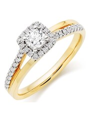 Beaverbrooks 18ct Yellow Gold Diamond Halo Ring - Image 1 of 5