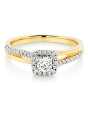 Beaverbrooks 18ct Yellow Gold Diamond Halo Ring - Image 2 of 5
