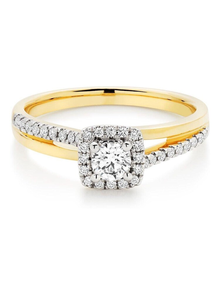 Beaverbrooks 18ct Yellow Gold Diamond Halo Ring - Image 2 of 5